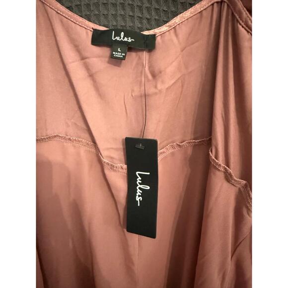 Lulus Mauve Pink Cold Shoulder Maxi Dress Ruffle Trim Women’s L Formal with tags - Picture 6 of 15